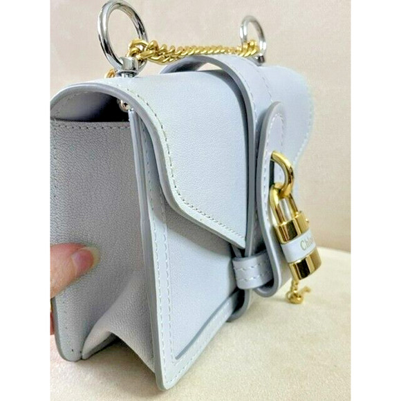 Chloe Aby Flap Crossbody Mini Bag Light Cloud Blue Silver Gold chain $2,490 - Picture 4 of 15